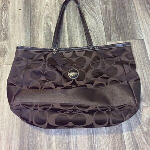 Coach Brown Signature Tote with Leather Handles